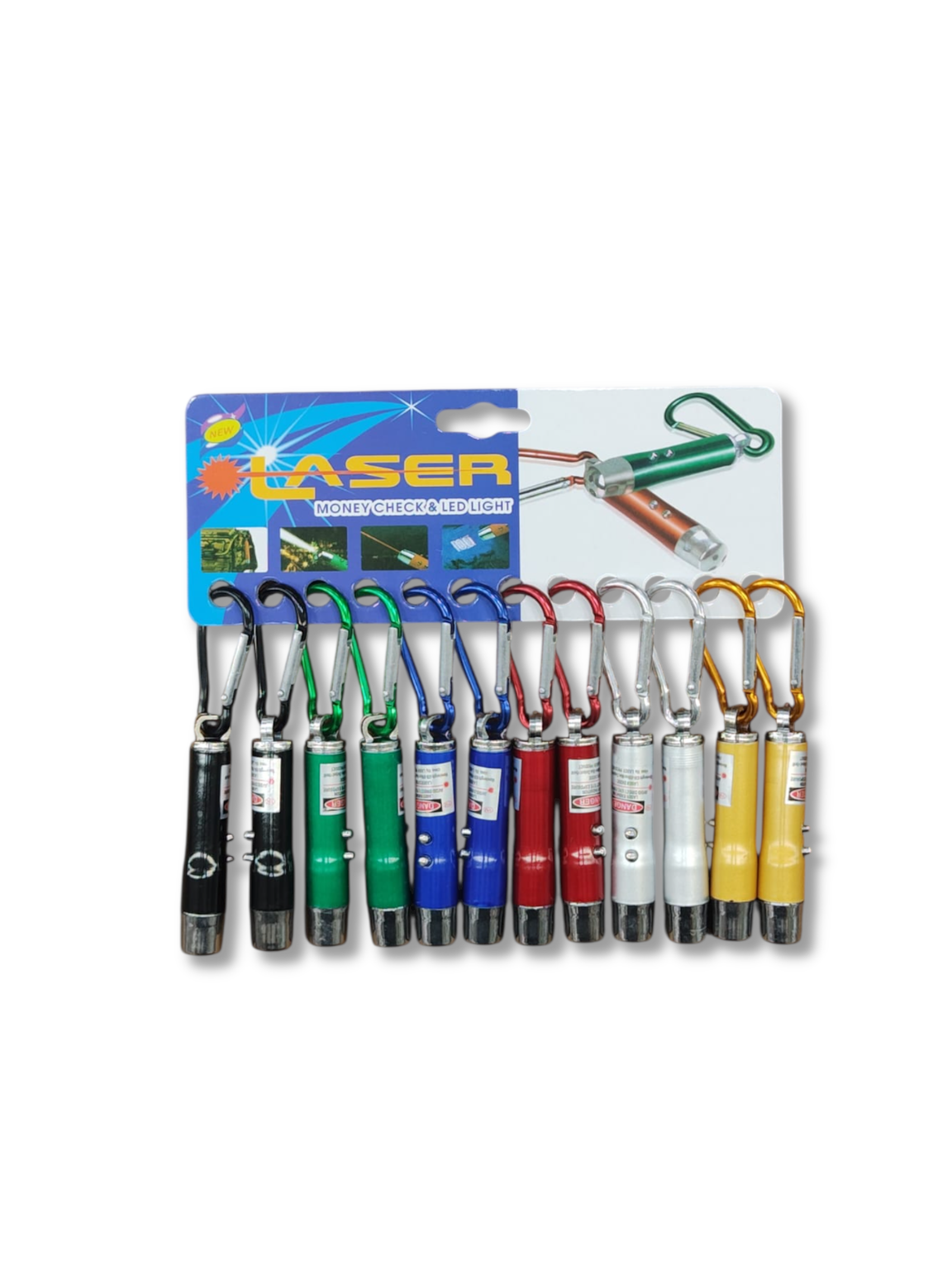 Llavero Láser 3 en 1 con Linterna LED y Detector de Billetes