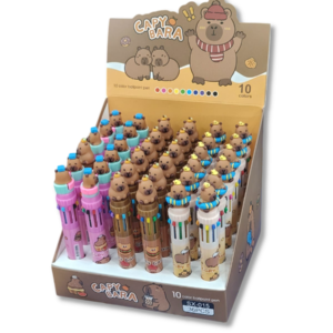 Bolígrafo multicolor 10 colores kawaii – Capibara adorable para papelería