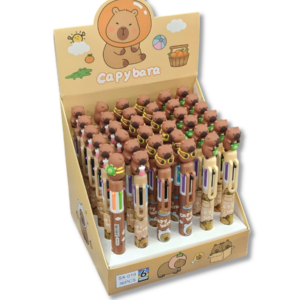 Bolígrafo multicolor 6 colores kawaii Capibara – Birome adorable y práctica