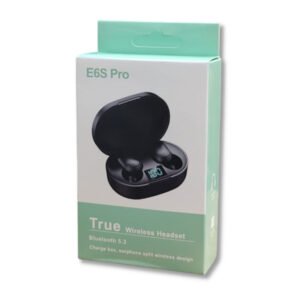 Auriculares E6S Pro True Wireless Bluetooth 5.3 – Sonido Inalámbrico con Micrófono y Estuche de Carga