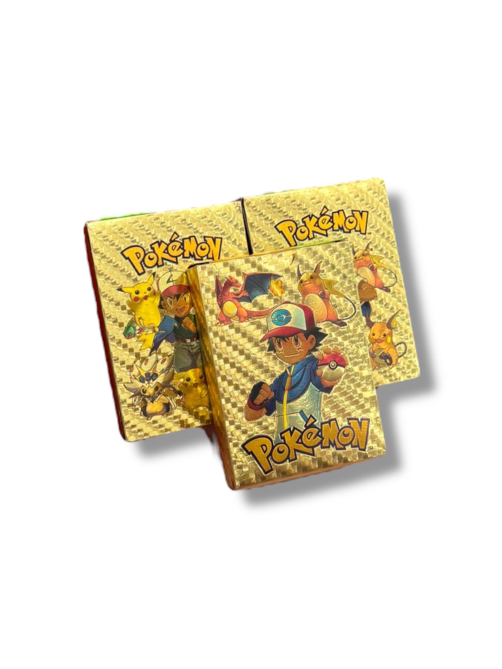 Mazo de cartas Pokémon metalizadas 55 cartas – dorado, plata, negro y multicolor